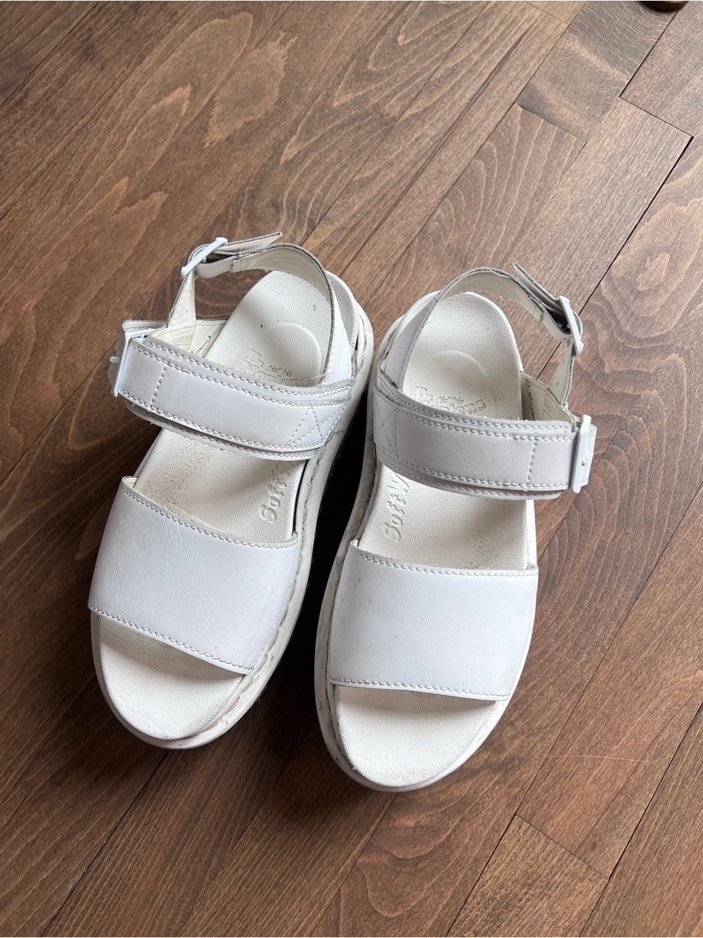 Dr. Martens White Leather Platform Sandals